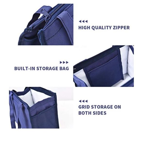 Waterproof Zipper Insulated Lunch Bag with Side Pocket for Beach, School, Office - Picture 4 of 12